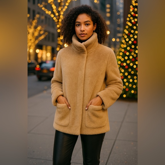 Jason Wu Faux Fur Teddy Jacket Ivory Cream Beige Sz S oversized fits to sz 8 - Picture 9 of 9